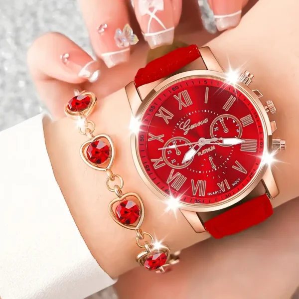 Elegant Round Quartz Watches with PU Leather Strap, Zinc Alloy Pointer and Dial, Women's Fashion Watch